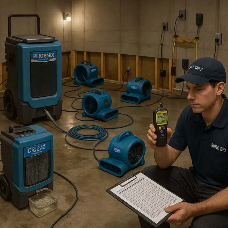 Structural Drying and Dehumidification process in Pembroke, NC